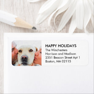 Christmas family photo modern white black address