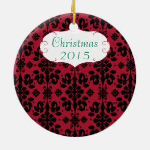 Christmas Family Photo Red Chandelier #4 Damask Ceramic Tree Decoration