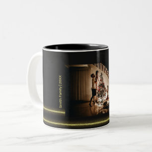 Christmas family photo Two-Tone coffee mug