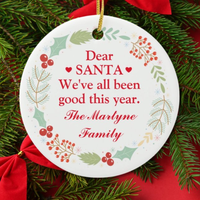 Christmas Family Photo Wreath Santa Been Good Ceramic Tree Decoration (Creator Uploaded)