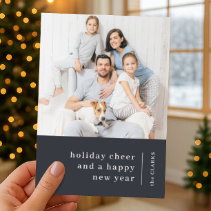 Christmas Family Portrait   Minimal Charcoal Gray Holiday Card