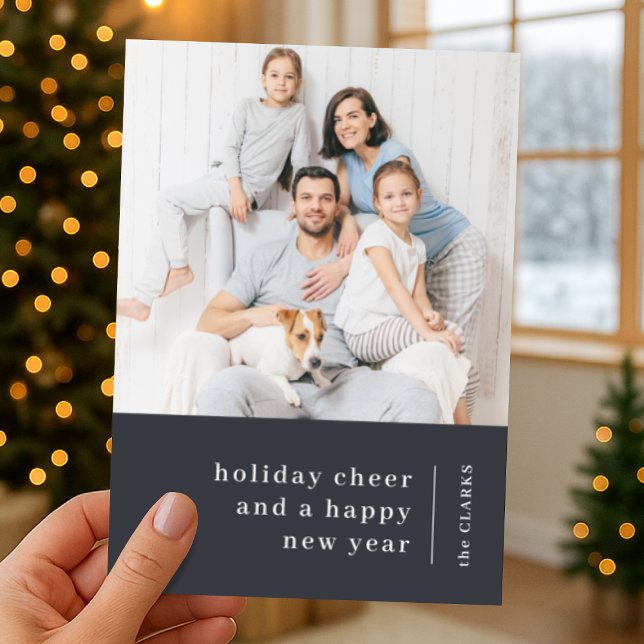 Christmas Family Portrait | Minimal Charcoal Gray Holiday Card (Celebrate the season with a family portrait holiday card showcasing your favorite memories)