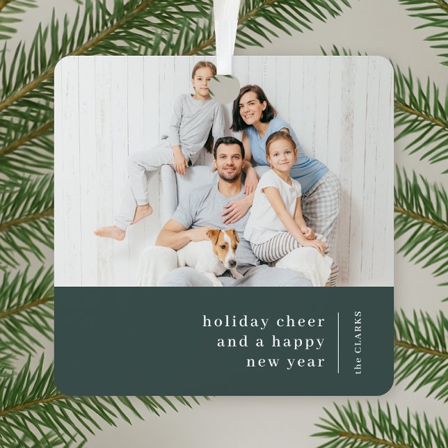 Christmas Family Portrait | Minimal Forest Green Metal Tree Decoration (Creator Uploaded)