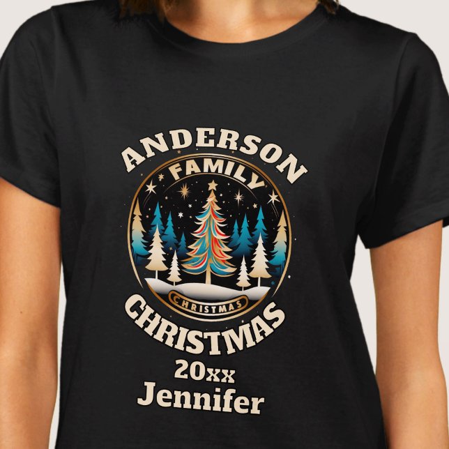 Christmas family retro circular editable T-Shirt (Creator Uploaded)