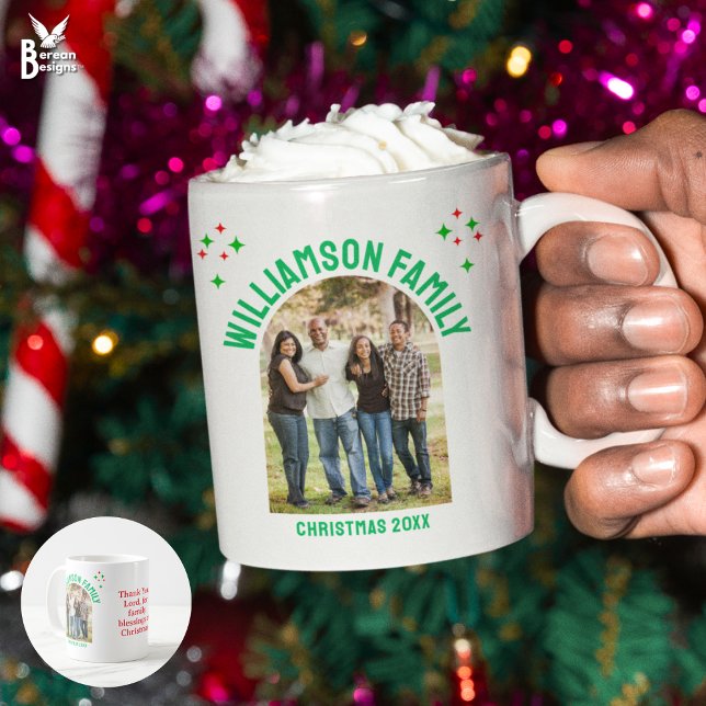 CHRISTMAS FAMILY REUNION Group Souvenir Photo Coffee Mug (Christmas Family Reunion Photo mug with customizable photo and text to celebrate the festivities)