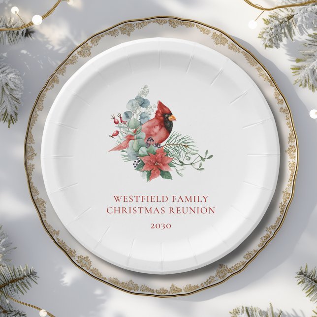 Christmas Family Reunion Red Cardinal Party Paper Plate (Christmas Family Reunion Red Cardinal Party Paper Plate)