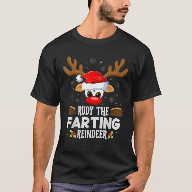 Christmas Family Rudy The Farting Reindeer PJS  T-Shirt (Front)