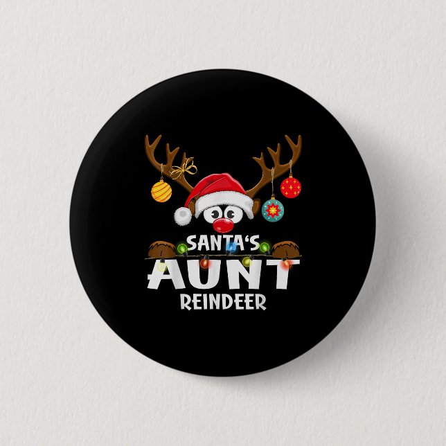 Christmas Family Santa's Aunt Reindeer Pajama  6 Cm Round Badge (Front)