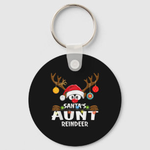 Christmas Family Santa's Aunt Reindeer Pajama  Key Ring