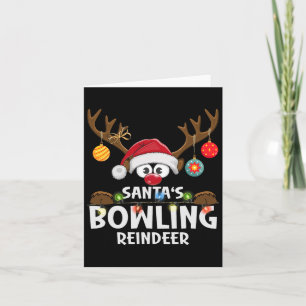 Christmas Family Santa's Bowling Reindeer Pajama  Card