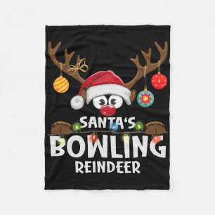 Christmas Family Santa's Bowling Reindeer Pajama Fleece Blanket