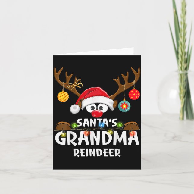Christmas Family Santa's Grandma Reindeer Pajama  Card (Front)