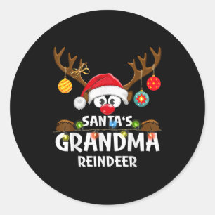 Christmas Family Santa's Grandma Reindeer Pajama  Classic Round Sticker