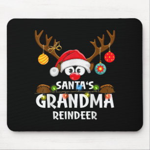 Christmas Family Santa's Grandma Reindeer Pajama Mouse Pad