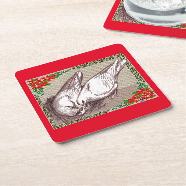 Christmas Family Square Paper Coaster (Angled)