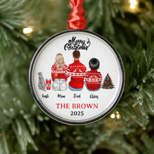 Christmas Family Sticker Festive Holiday Label Metal Tree Decoration