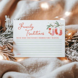 Christmas, Family Traditions Game, Baby Shower Enclosure Card