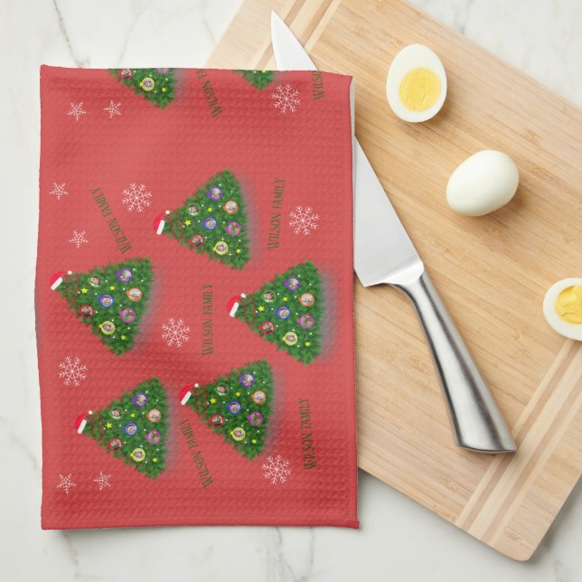 Christmas Family Tree Tea Towel (Quarter Fold)
