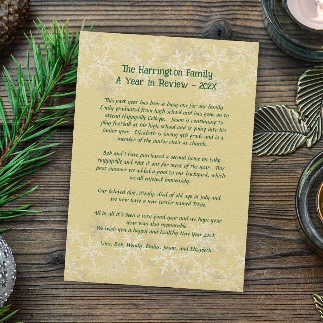 Christmas Family Update Letter Snowflakes Card (Creator Uploaded)