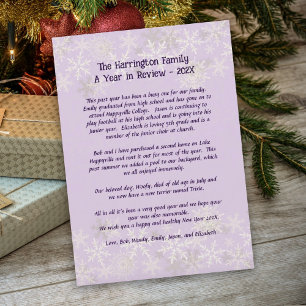 Christmas Family Update Letter Snowflakes Card
