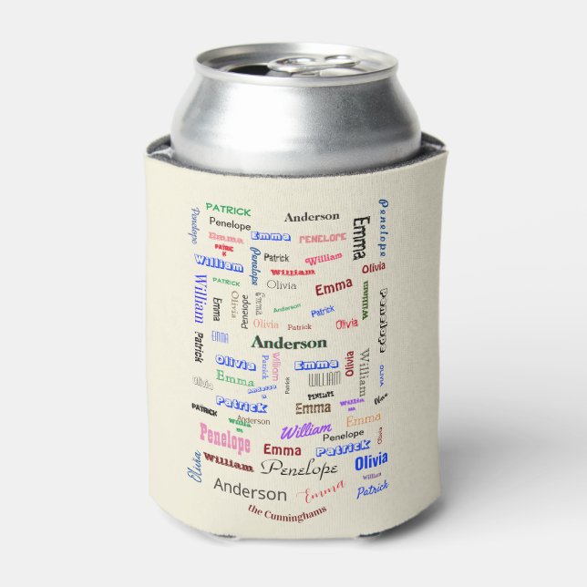 Christmas Family Word Cloud Custom Unique Can Cooler (Can Front)