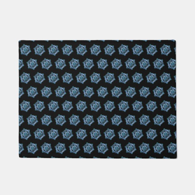 Christmas Fancy Artistic Snowflake Pattern Holiday Doormat (Front)