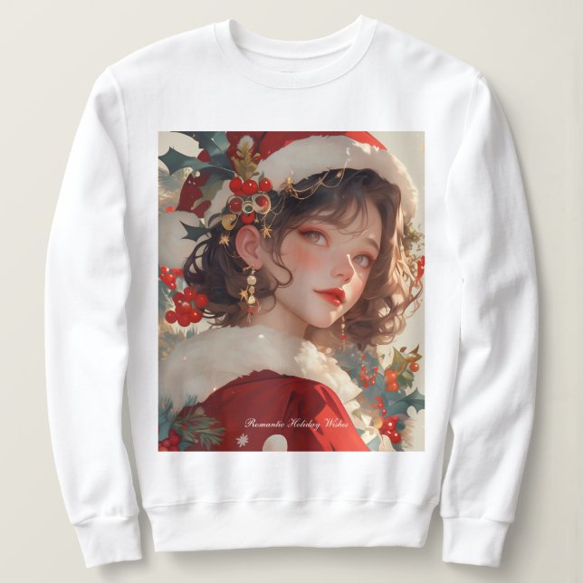 Christmas Fantasy: Romantic Woman Basic Sweatshirt (Design Front)
