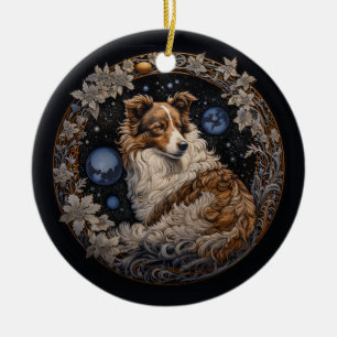 Christmas Fantasy Sheltie Ceramic Tree Decoration