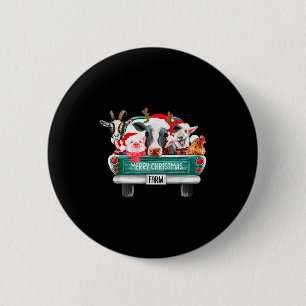 Christmas Farm Animals Truck Santa Hat Family Paja 6 Cm Round Badge