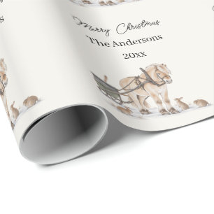 Christmas Farm Horse Animals Winter Wrapping Paper