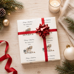 Christmas Farm Horse Animals Winter Wrapping Paper