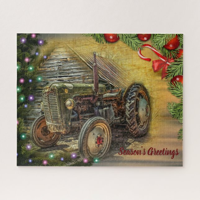 Christmas Farm Tractor With Christmas Tree Jigsaw Puzzle (Horizontal)