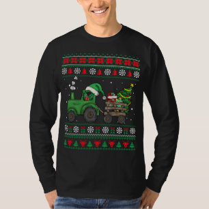 Christmas Farm Tractor Xmas Tree Lights Ugly Chris T-Shirt