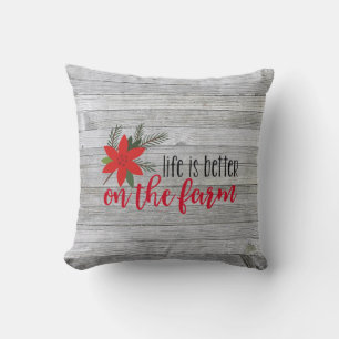 Christmas Farm Verse On Rustic Barn Wood Cushion