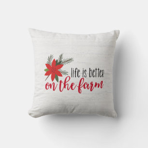 Christmas Farm Verse On Whitewashed Wood Cushion