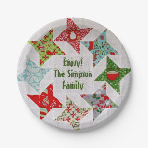 Christmas Farmhouse Patchwork Paper Plates