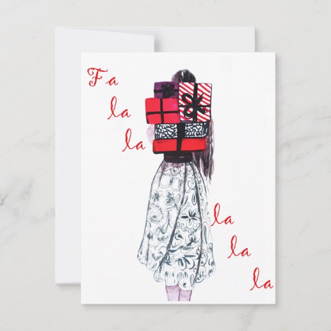 Christmas fashion greeting cad, Fa la la la Card (Front)