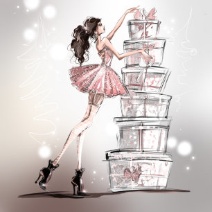 Christmas Fashion Illustration Card