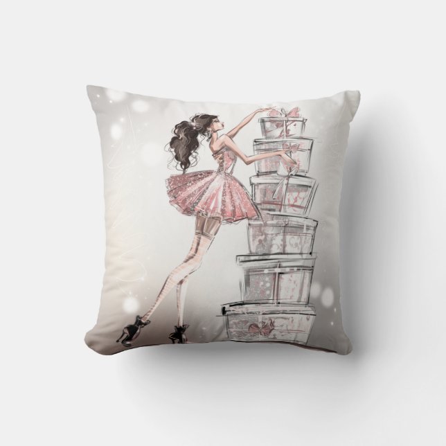 Christmas Fashion Illustration Cushion (Front)