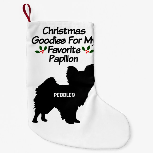 Christmas Favourite Papillon Dog Small Christmas Stocking (Front)