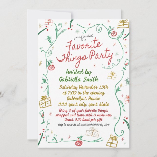Christmas Favourite Things Invitation (Front)