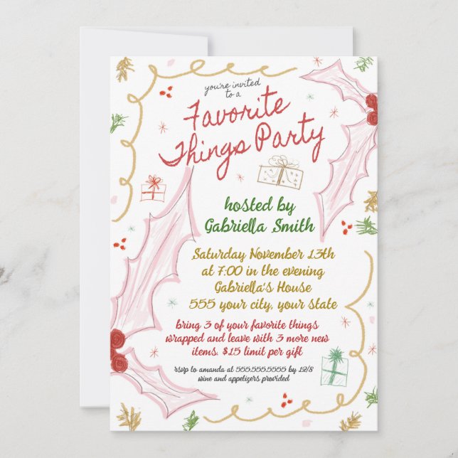 Christmas Favourite Things Invitation (Front)