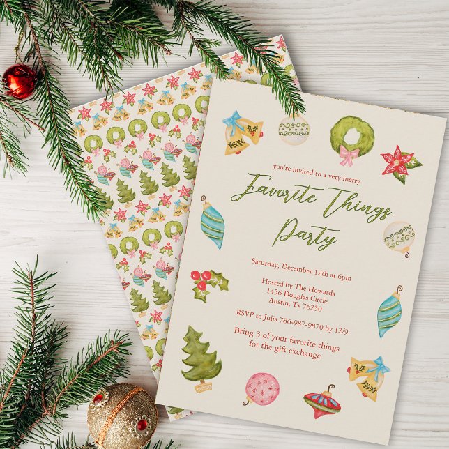 Christmas Favourite Things Party Holiday Fun Cute  Invitation (Creator Uploaded)
