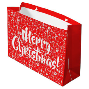 Christmas Favourites Red Santa Elf Reindeer Festiv Large Gift Bag