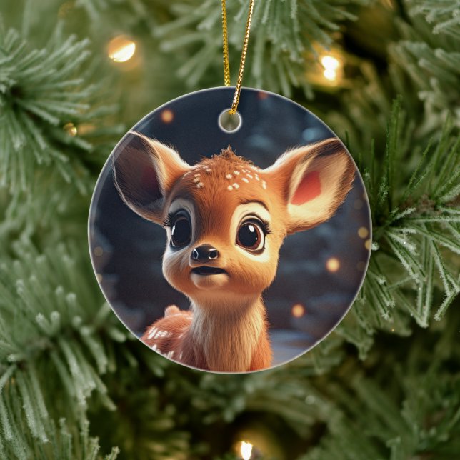 Christmas Fawn Ceramic Tree Decoration (Tree)
