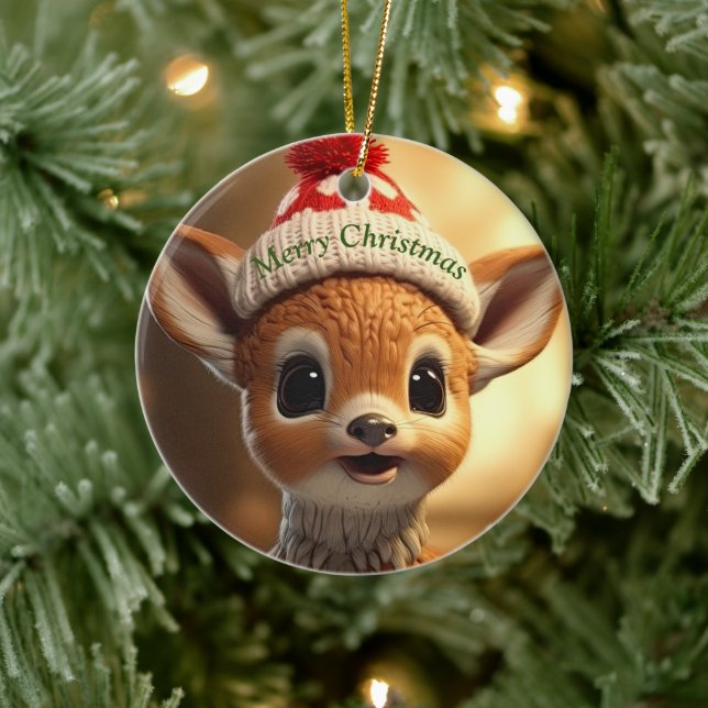 Christmas Fawn Ceramic Tree Decoration (Tree)