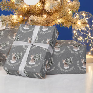 Christmas Fawn In Snowflakes Wrapping Paper