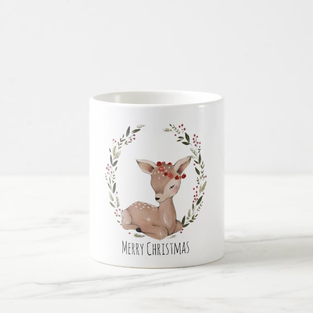 Christmas Fawn Wreath Coffee Mug (Center)