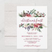 Christmas Feast Watercolor Burgundy & Navy Floral
