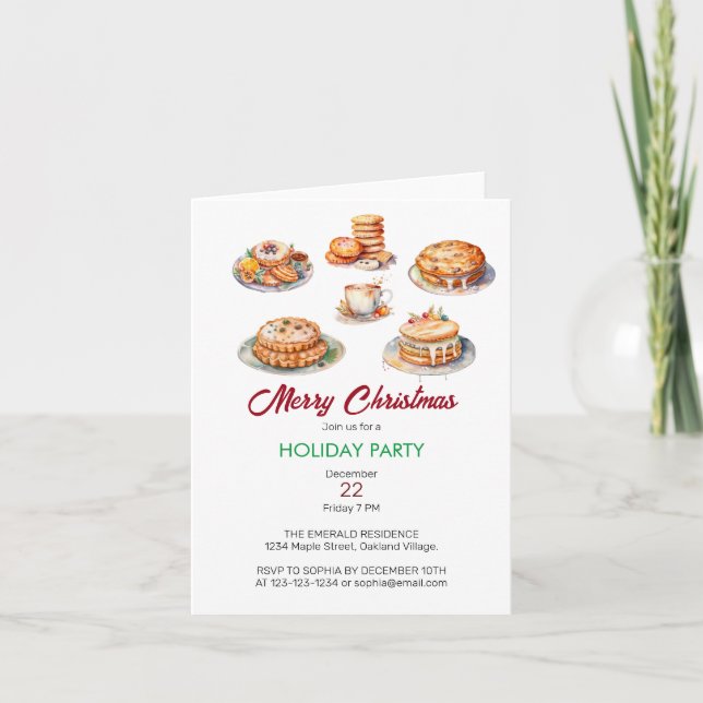 Christmas Feast Watercolor  Invitation (Front)